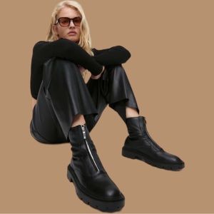 Zara Zipper Leather Ankle Boot